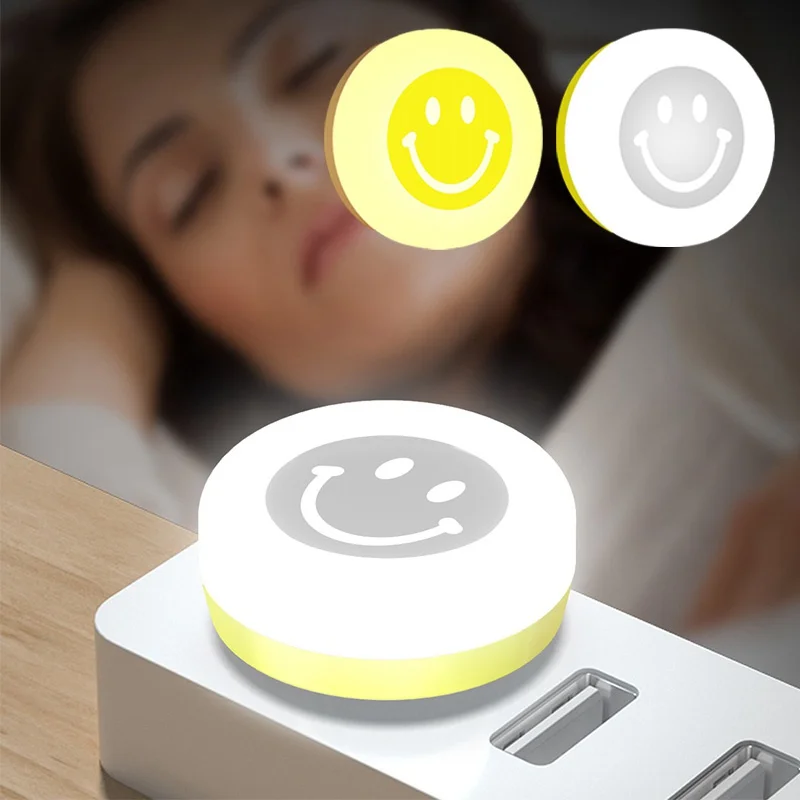 Reading Lamp Book Light Cute Smile Night Light LED Cartoon Bedside Light USB Portable Mini Night Light Warm White