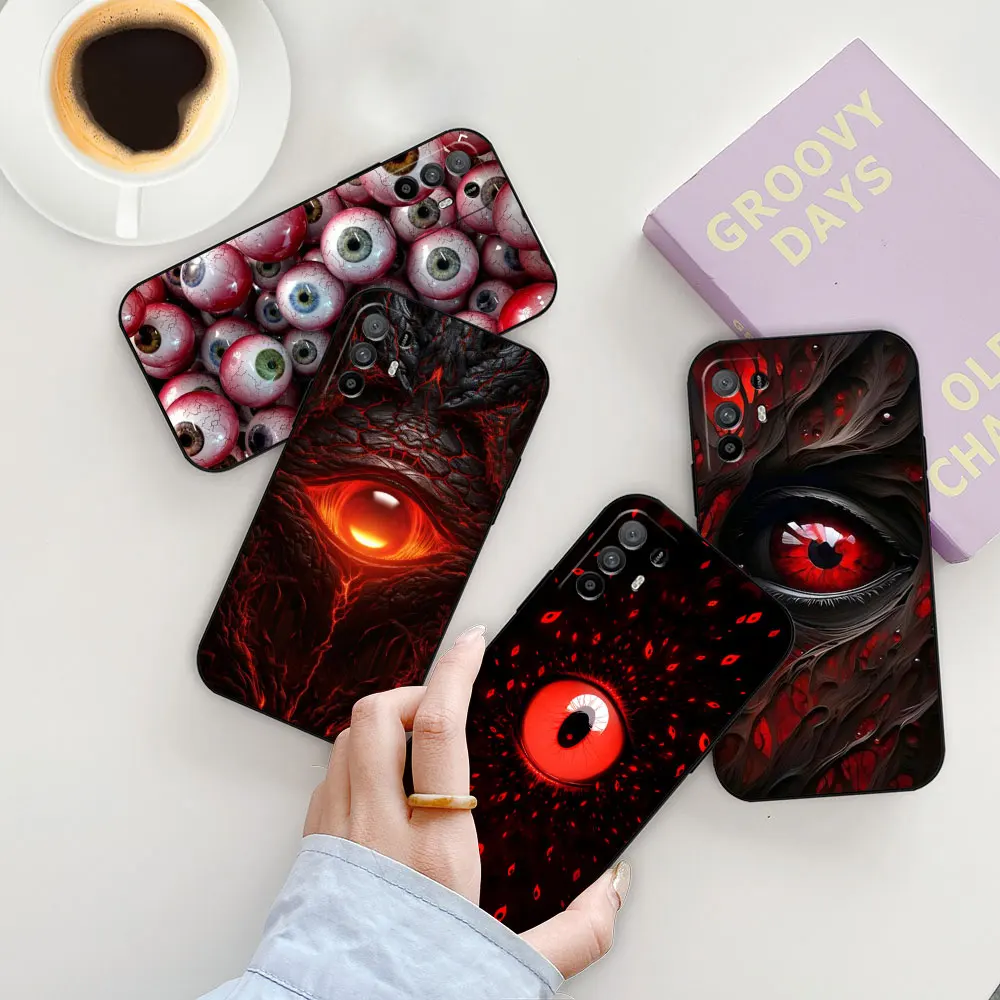 Scary Black Red Eye Phone Case For OPPO A98 A94 A93 A92 A78 A76 A74 A73 A60 A58 A57 A55 A54 A53 A38 A31 A17 A16 A15 A9 Case Capa