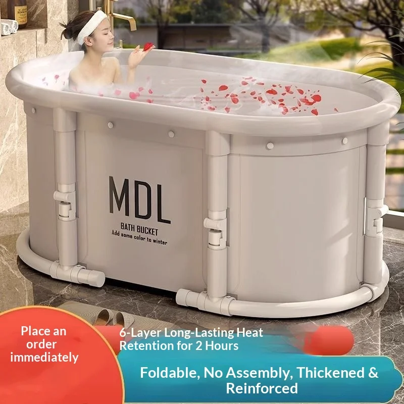 

Портативная складная круглая ванна для взрослых, глубокая, для домашнего спа, с легким сливом, гидромассажная ванна-джакузи, ванна для ног