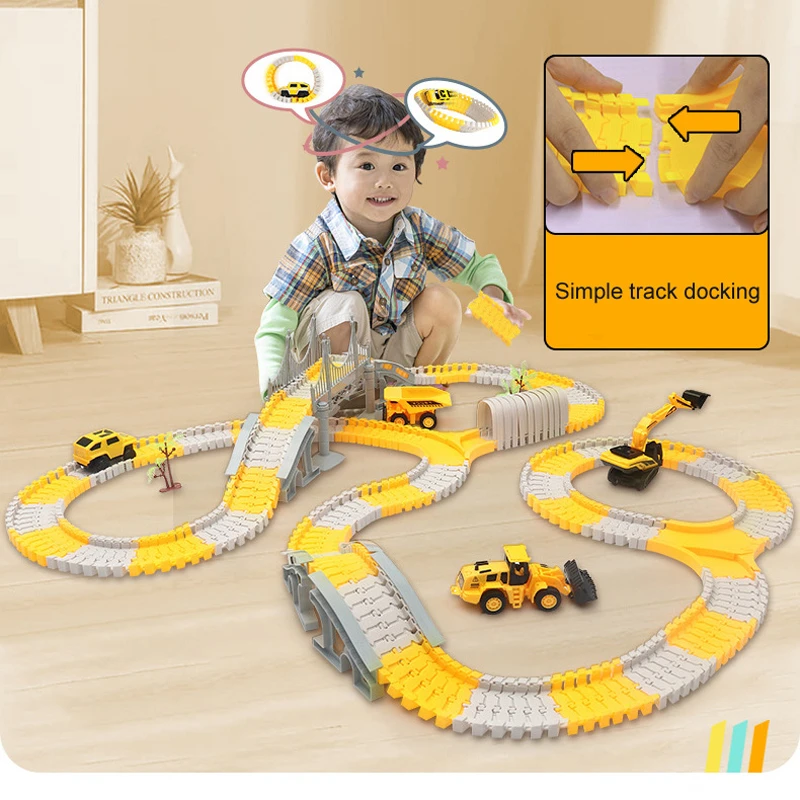 333pcs DIY Race Flexible Railway Racing Play Game Set Track Rail Car Toys Children Bend Electronic Educational for Magic Brain