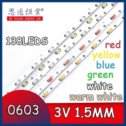 1M 5M szerokość szczupła 1.5mm DC 3V 138 leds/m 0603 taśma LED światło białe ściemniania 6000K Super jasne LED taśma