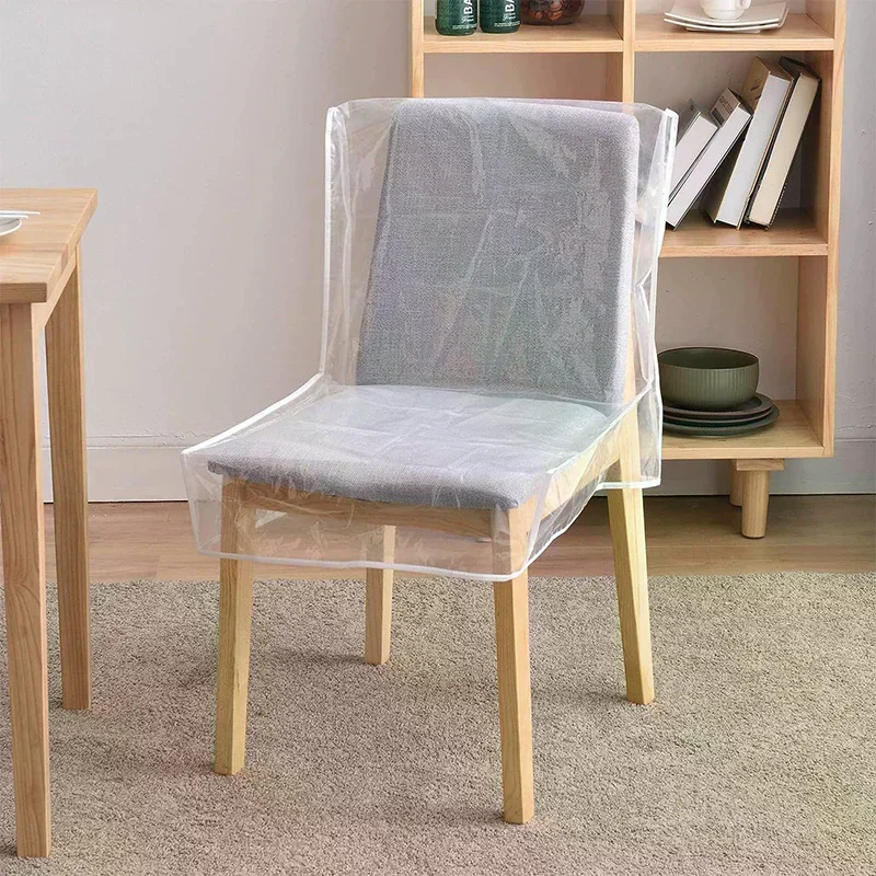 Transparent Plastic Chair Cover Protective Cover PVC Dining Chair Cover Universal Waterproof Oil-proof Anti Scratch Chair Cover