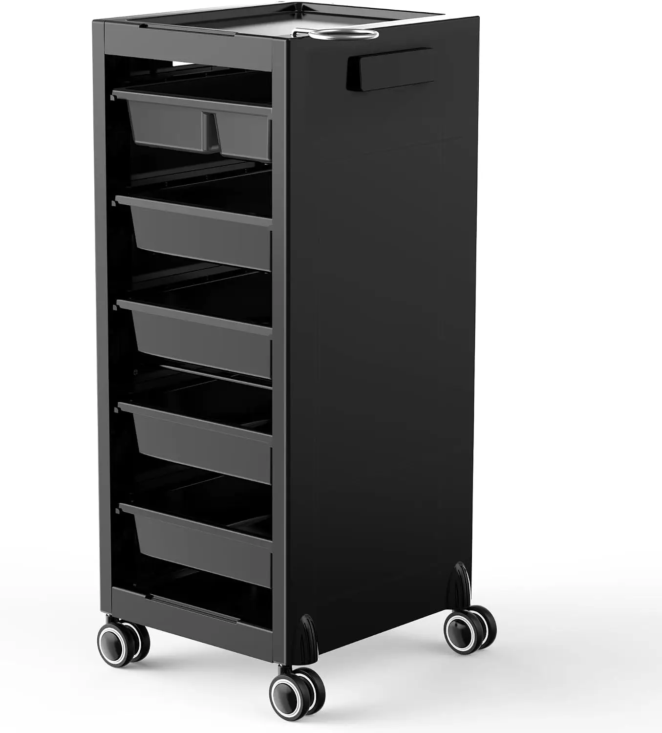 New Salon Trolley Cart with Wheels for Extra Storage | 5 Drawers & Dryer Holder, Space Saving Salon Cart with Lighter & Strong M