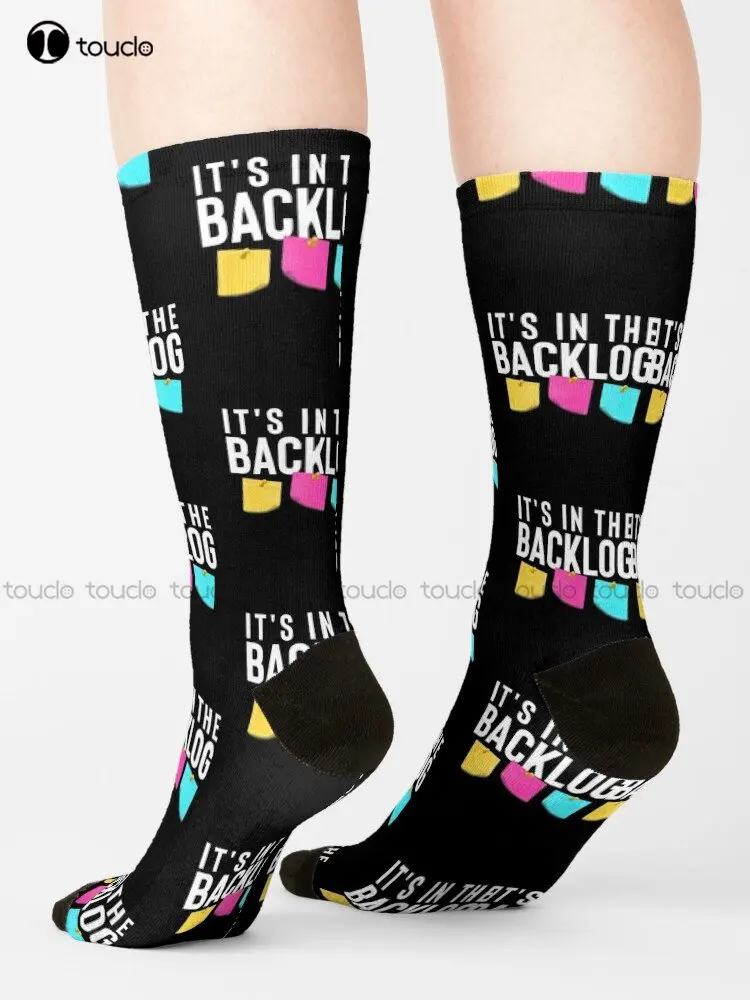 It'S In The Backlog Funny Agile Quote For Scrum Master And Product Owner Socks Street Skateboard Socks Custom Gift