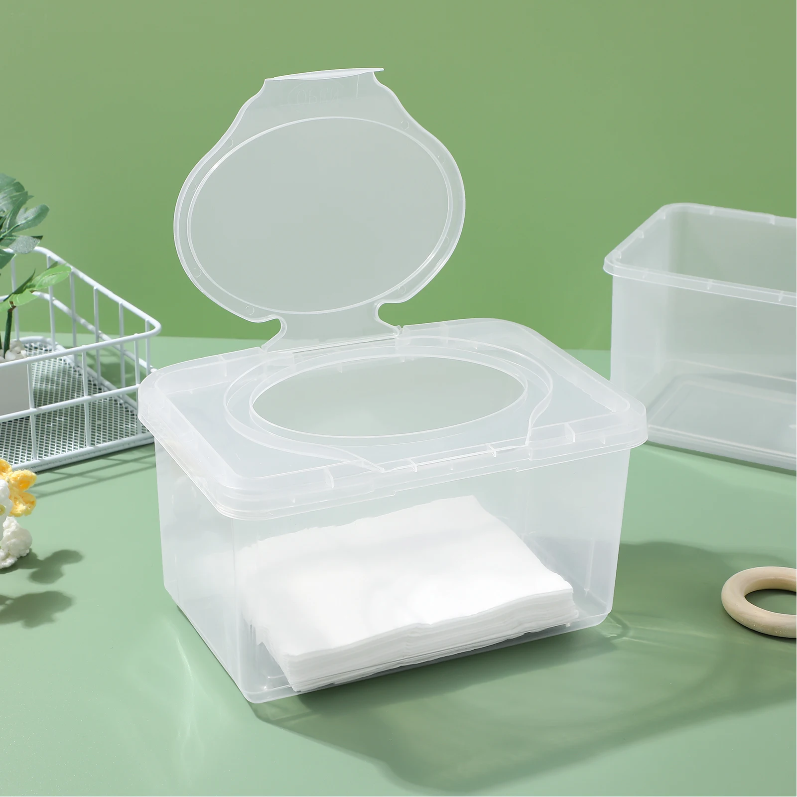 Scatola per salviette per neonati da 3 pezzi, contenitore per dispenser di fazzoletti, supporto in plastica riutilizzabile, soluzione di archiviazione compatta e leggera