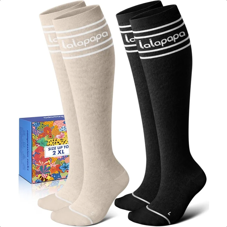 

Thick Soft Cotton Comprion Socks for Women Men 1520mmHg Knee High Breathable Cotton Socks for All Day Comfort