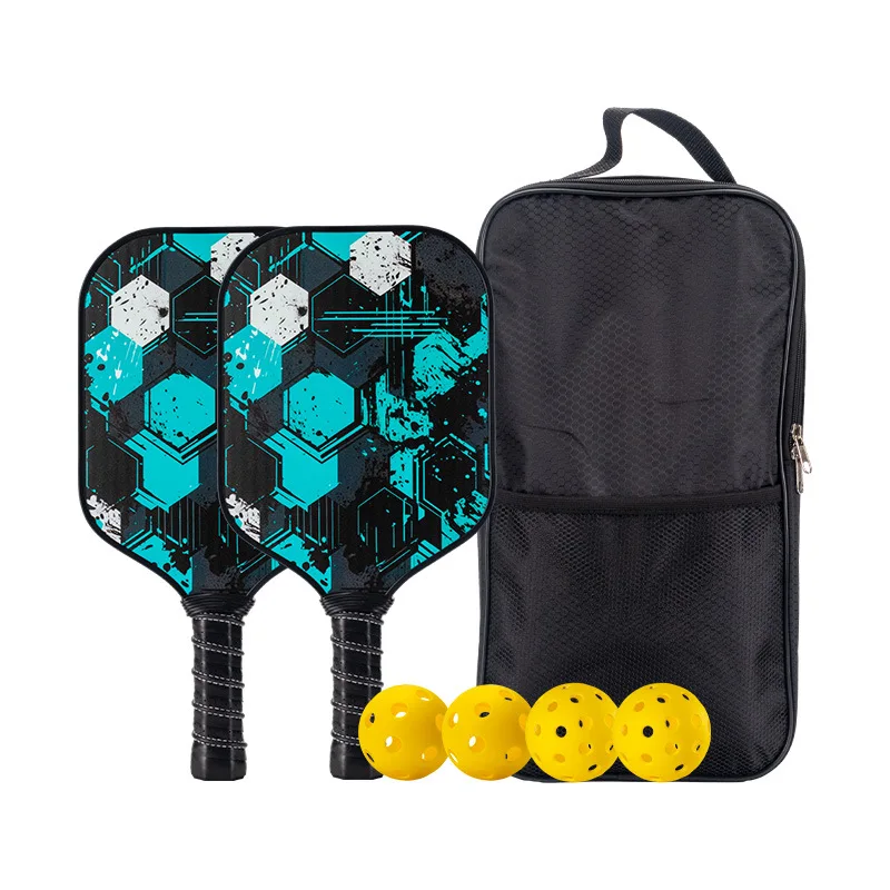 

3 Styles Thickness 16MM PP Honeycomb Core Glass Fiber Pickleball Paddle Set 2 Racket 4 Balls and Storage Bag