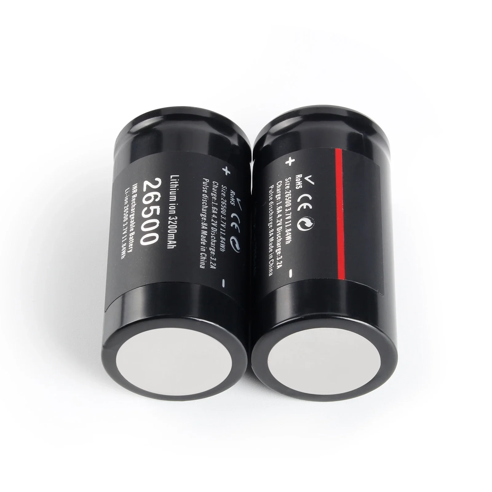 2pcs/lot Soshine 26500 3.7V 3200mAh Lithium-ion Rechargeable Battery