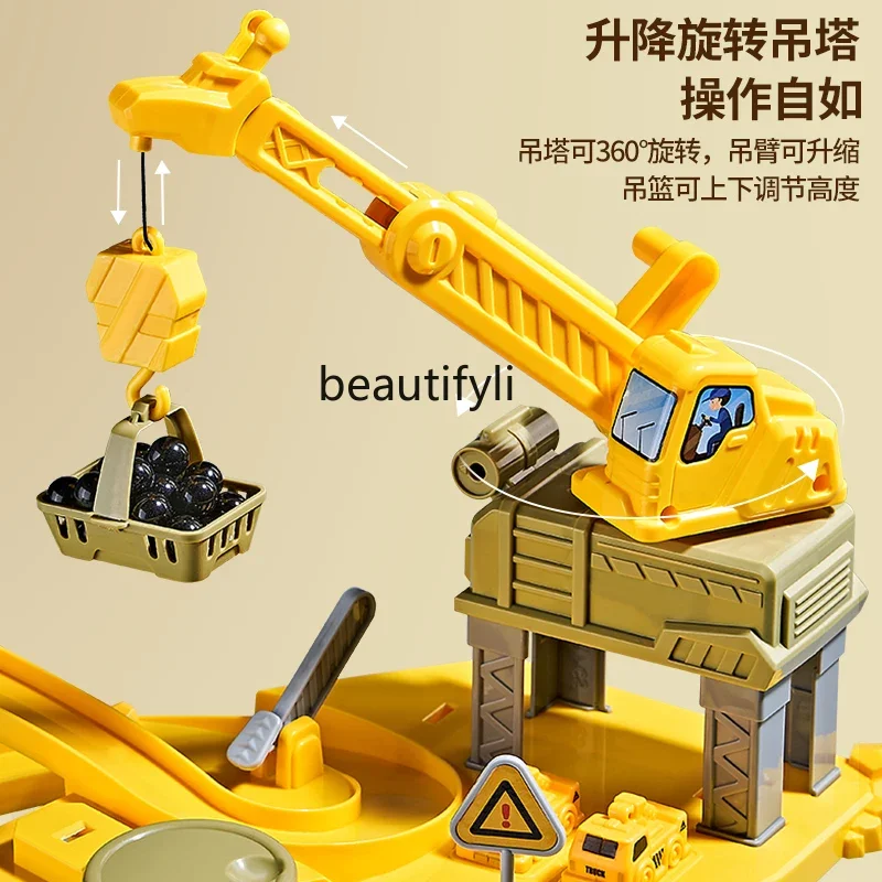 ของเล่นเด็กวิศวกรรมรถชุด Earth Excavator Stirring Tipping Crane 1-3 ปี