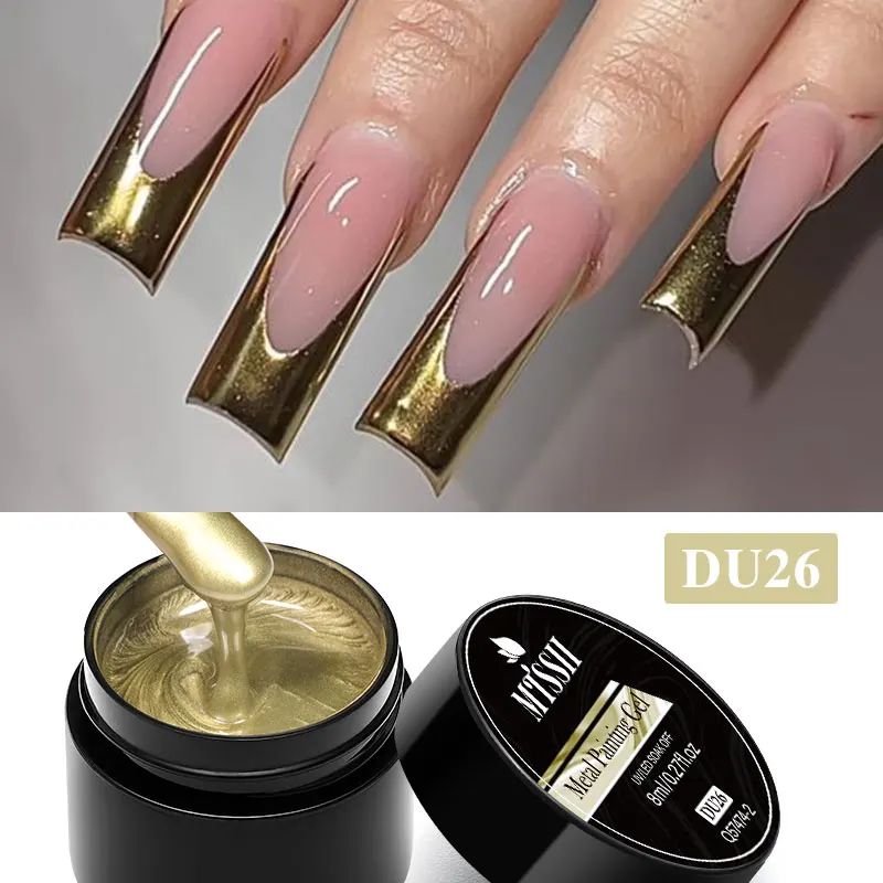 8ml Metallic Painting Gel Nail Polish Gold Silver Pink Nail Art Mirror Drawing Gel Semi Permanent UV LED Varnish Manicure Nails