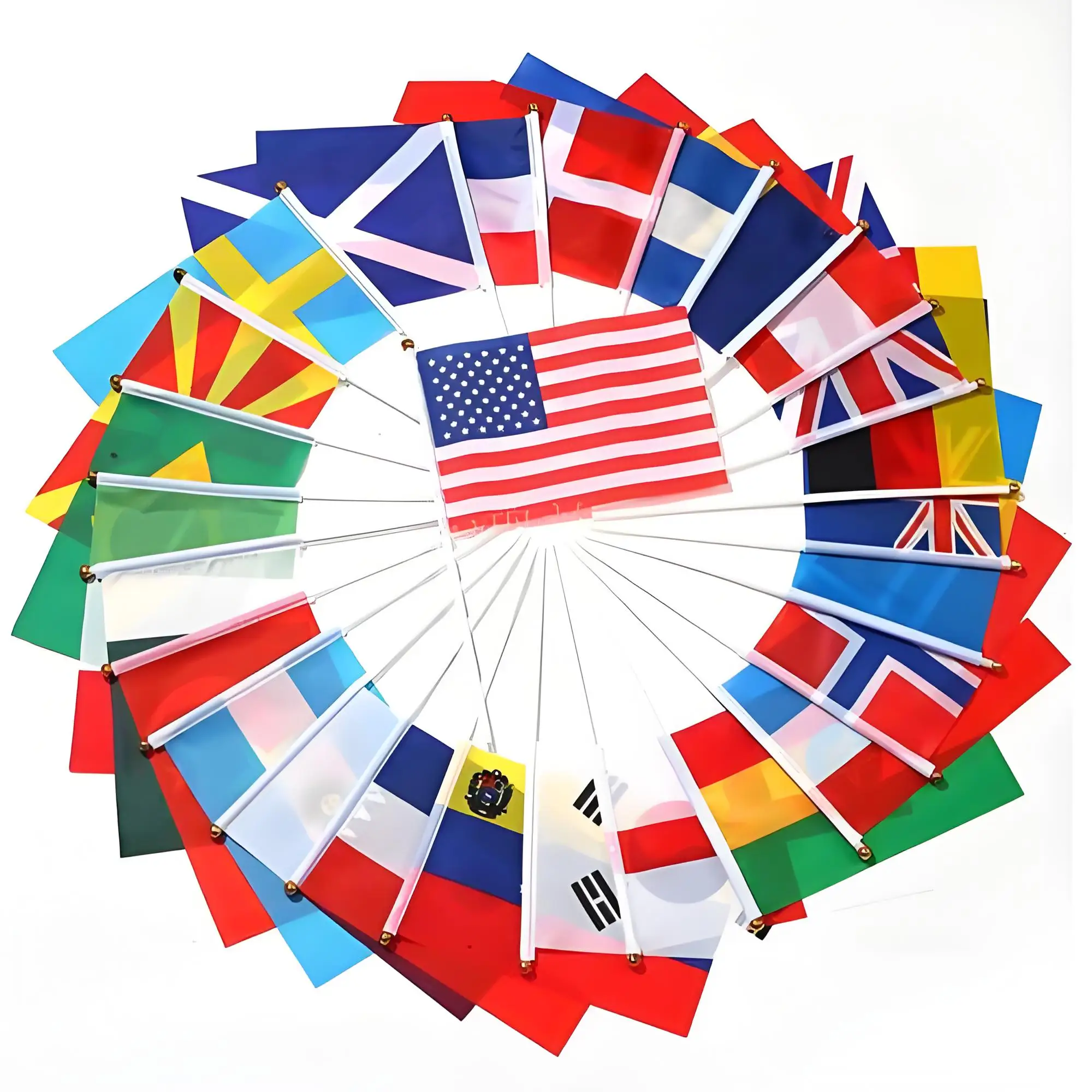 2026 Football World Flag 14x21cm 20x28cm 48pcs Small hand Flag string Flag Hanging Bar Store Supermarket Football cup Event