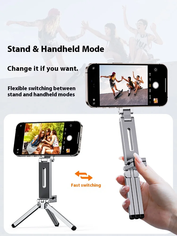 Foldable Travel/Airplane Phone Tripod Stand - 360° Magnetic Rotating Holder for IPhone & Android, Portable Desk/Car Mount