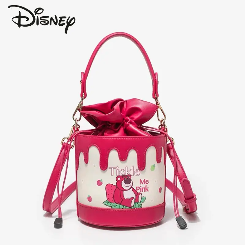 

Disney Strawberry Bear Fashion Women's Bag Luxury Brand Women's Shoulder Bag Cartoon Cute Advanced Sense Crossbody Bucket Bag