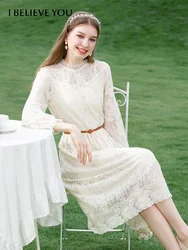 I BELIEVE YOU Party Goddess Dresses for Women Spring French Embroidery Mesh Zipper High Waist Long Sleeves Midi Dress 2223094654