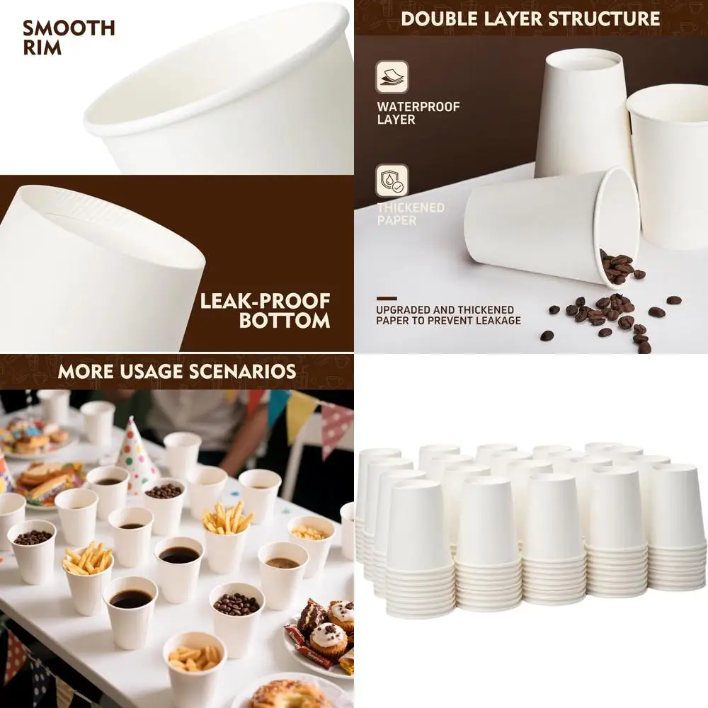 

Одноразовые бумажные стаканчики для кофе, 8 унций, 1000 штук в упаковке, подходят для горячих напитков, идеально подходят для кафе, бистро, предприятий и домашнего использования.