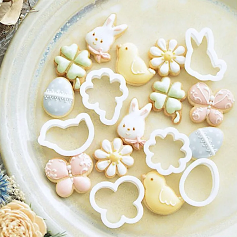 

Cartoon Easter Mini Size Cookie Mold Flip Sugar Cutting Mold DIY Baking Tool