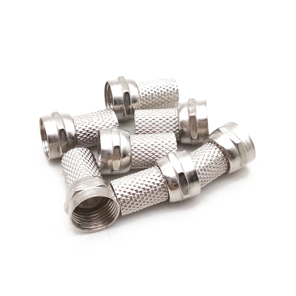 10Pcs Connector Plugs Twist On RG6 F Type Coaxial Cable 75-5 Zinc Alloy Connector for TV Satellite Antenna Coax Cable F Head