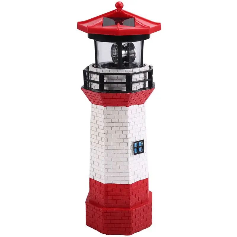 Led Solar Rotating Lighthouse Outdoor Garden Decorative Light Garden Landscape Light Beacon Rotating Light-A00E