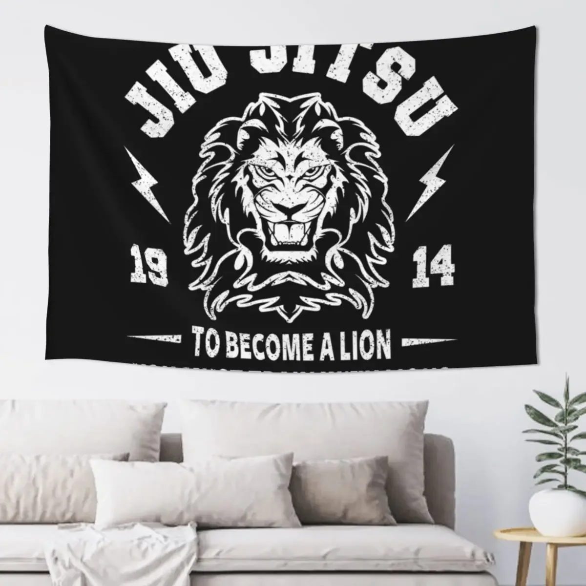 JIU JITSU - BECOME A LION - BJJ Tapestry Decoration For Home Wall Carpet Decoration Bedroom Home Decor Aesthetic Tapestry