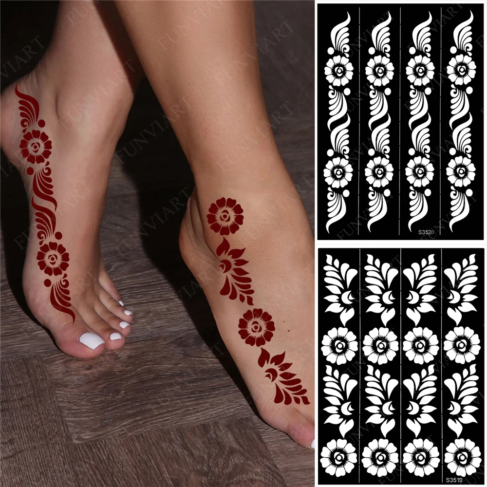 

Reusable Flower Tattoo Template Henna Tattoo Stencil for Foot Hand and Arm Sleeve Mehndi Stencils Flower Designs Tattoo Supplies
