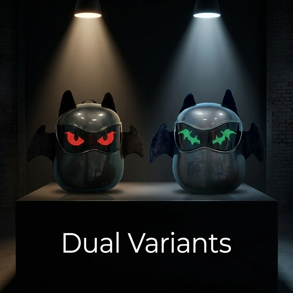 Futuristic Bat - Shape Led Backpack With Pixels Screen Glowing Light - Up School Bag For Unique Style Night Outings