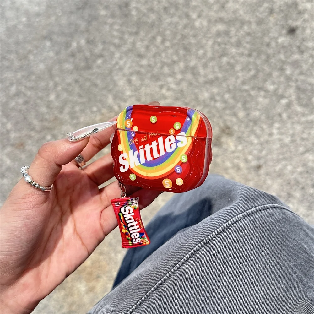 Cute red rainbow headphone case suitable for Apple Airpods 4 3 Pro 2-Lid Charm Silicone Earphone Charging Case suitable for Airp - Image 5