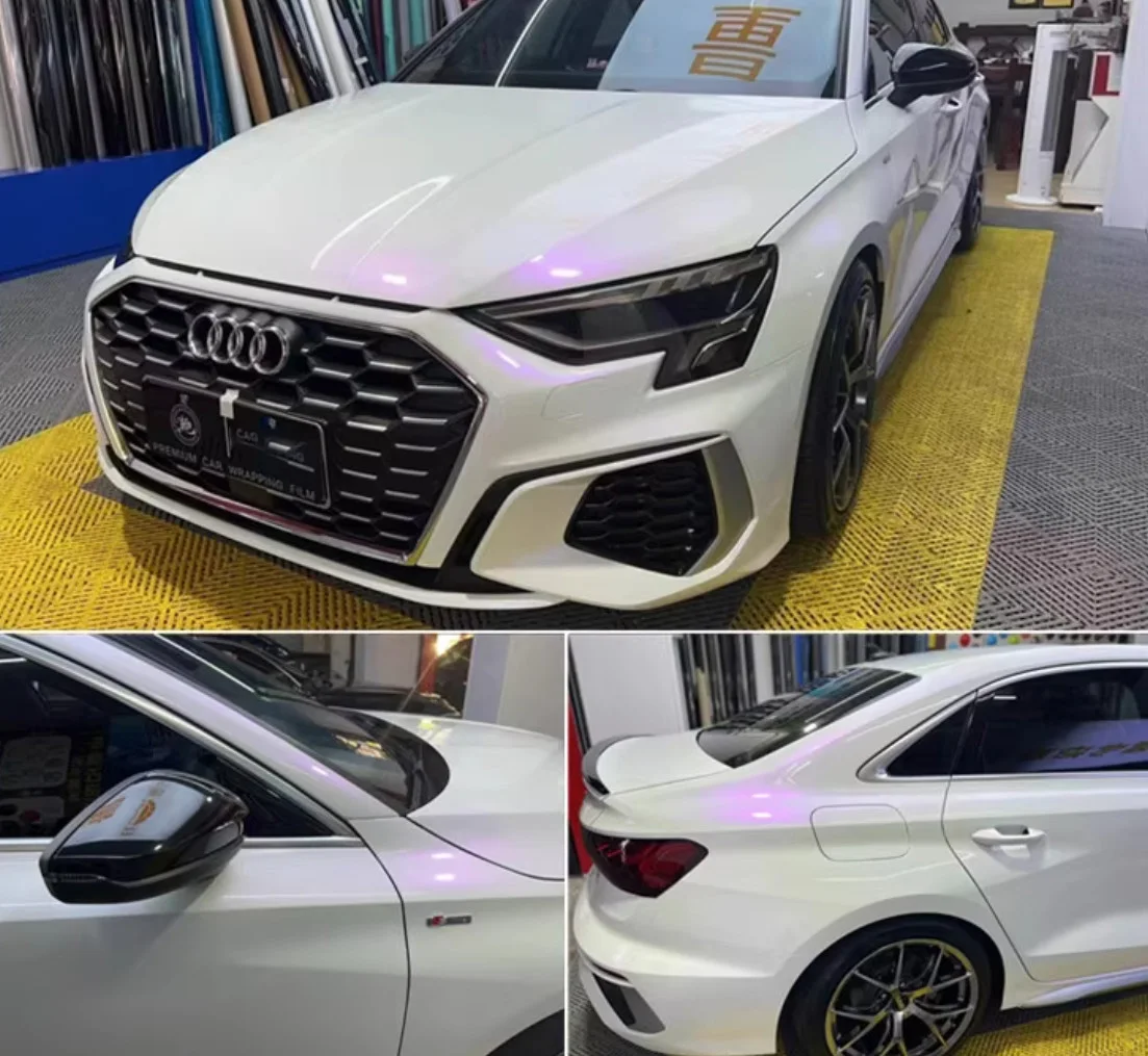 Premium Pearl White Vinyl Car Wrap Film with Air Release Purple Chameleon Vinyl Film Foil Wrapping
