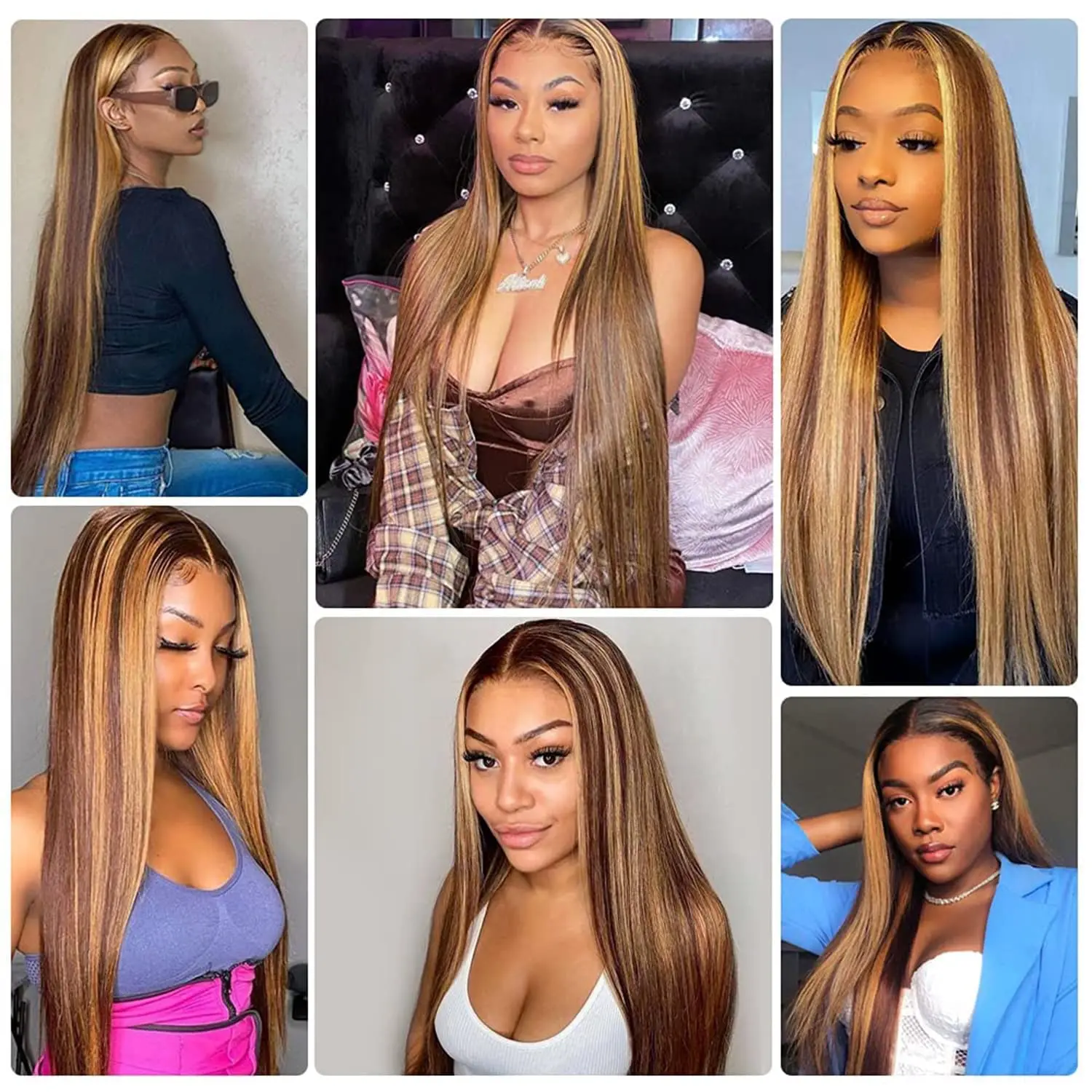 Highlight Wig Human Hair Ombre Honey Blonde 4/27 Colored Lace Front Wigs For Women Pre Plucked Bone Straight Lace Frontal Wig