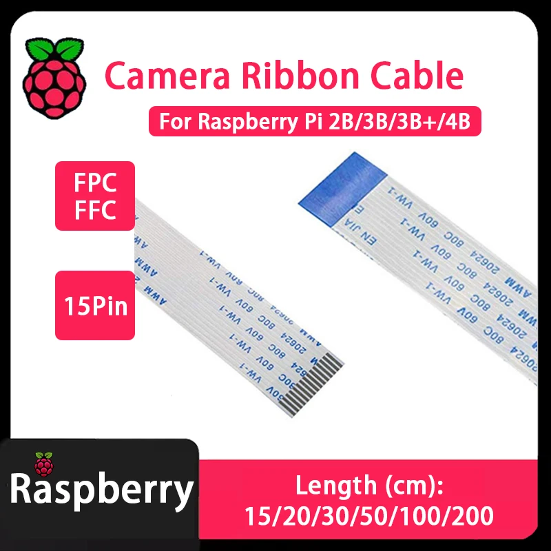 كاميرا راسبيري بي 15Pin كابل مسطح مرن 15/20/30/50 سنتيمتر تمديد كابل FFC تمديد لراسبيري بي 2B 3B 3B + 4B