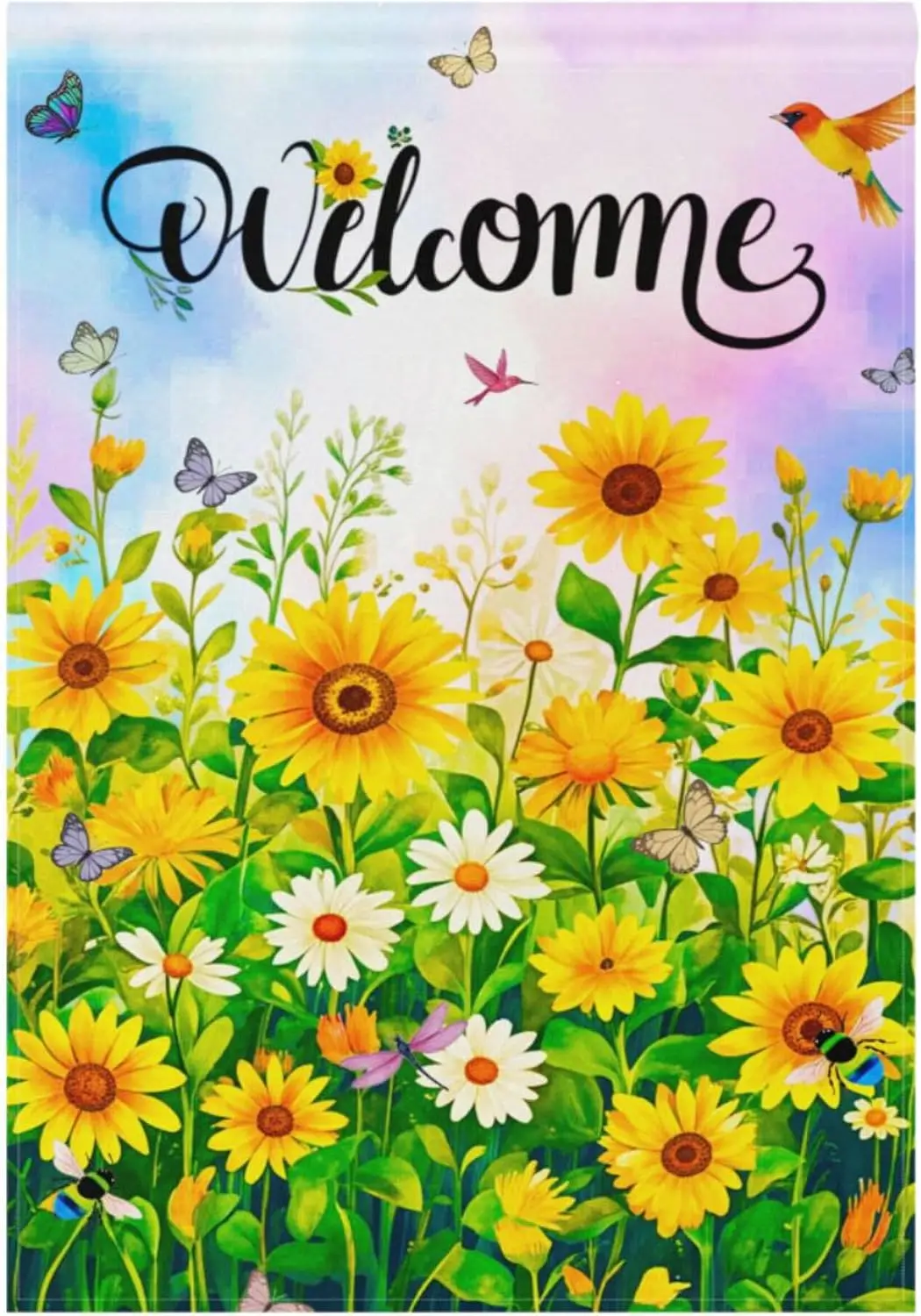 ALAZA Welcome Butterfly Flowers Sunflower Daisy Garden Yard Flag 12