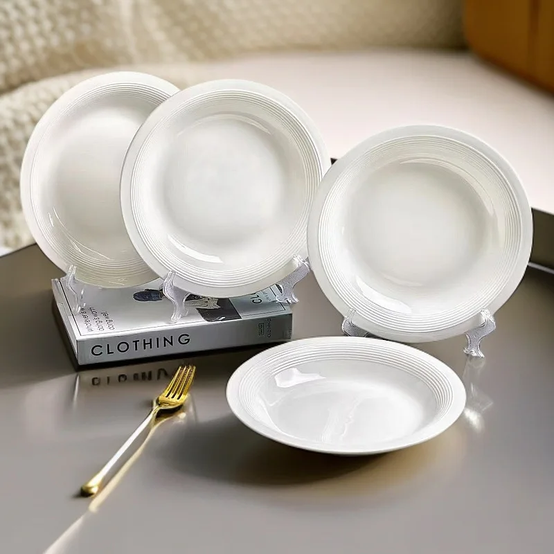 9.3 Inch Solid Color Nordic Simple Ceramic Tableware Set, Creative Round Plates & Bowls Combination Household Dinner Set view 3