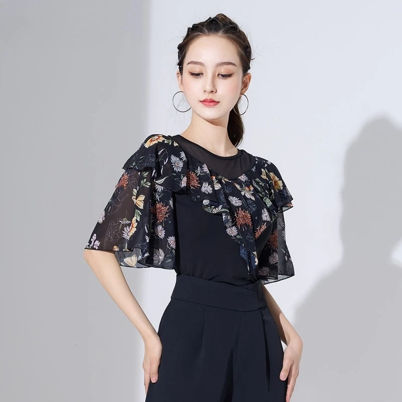 

Новый топ для латинских танцев, костюм для современного танца, бальный костюм для женщин и взрослых, национальная одежда для бальных танцев