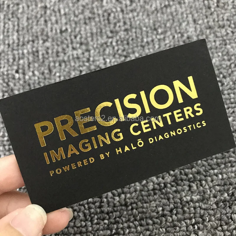 custom logo design 100pcs a lot hot stamping black cardboard business card Gold Foil Embossed  Business Cards