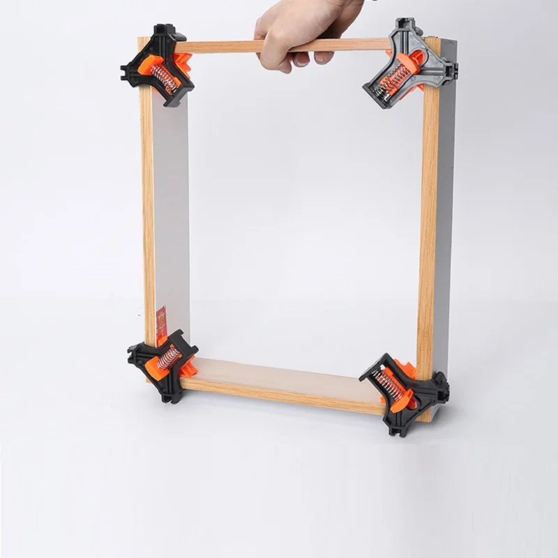 4PCS/SET Woodworking right-angle clamp 90-degree holder frame strong spring set tool quick adjustable spring clamp