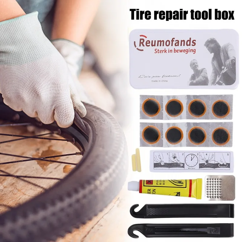 Bicycle Tire Repair Kits Mountain Bike Repair Tool Cycling Flat Tire Repair Rubber Patch Glue Lever Set Tire Fix Kit Accessories