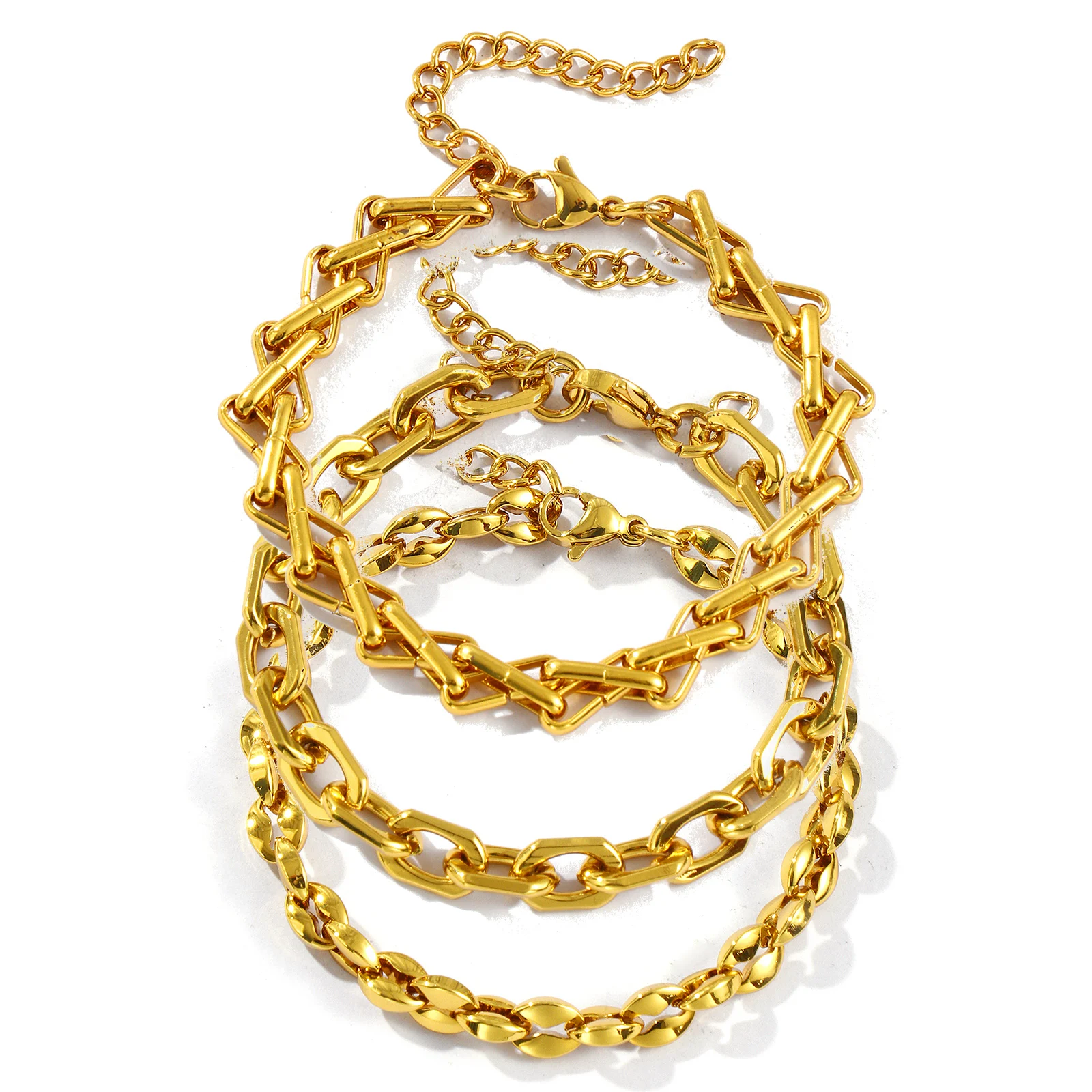 1 Piece Fashion Bracelet 18K Gold Plated 304 Stainless Steel Link Cable Chain Bracelets For Women Men Gift 17cm(6.7