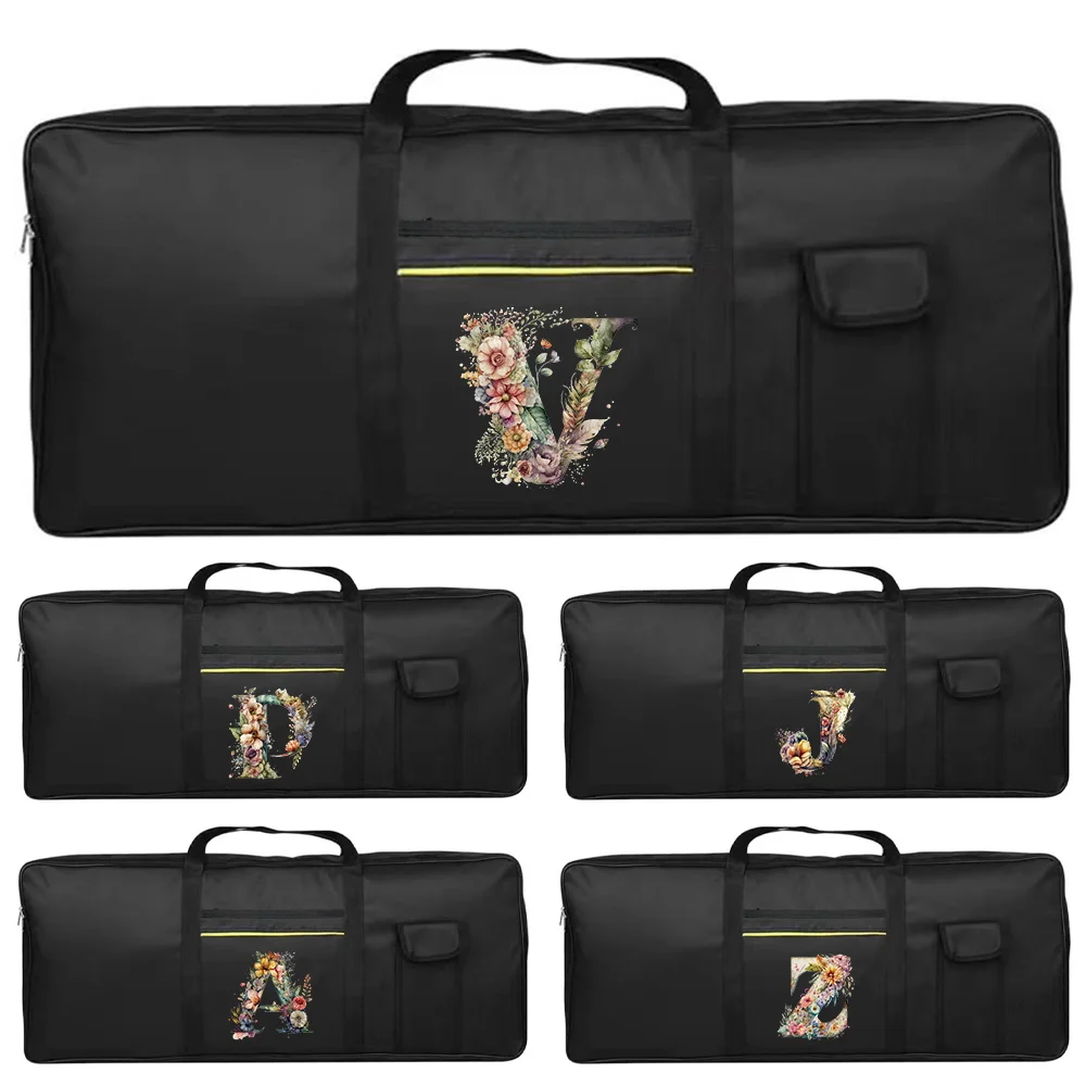 

Instruments Accessories Portable 61 Keys Electronic Organ Bags Big Pocket Floral Letter Series Double Zipper Nylon Handbags