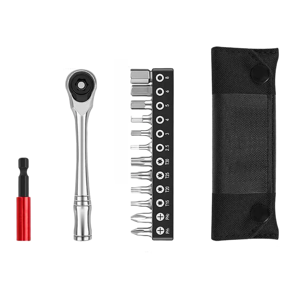 /Portable /Bike /Ratchet Wrench Set With 72 Tooth Alloy Steel Hex Bits Magnetic Extension For Bicycle Motorcycle Home Appliance