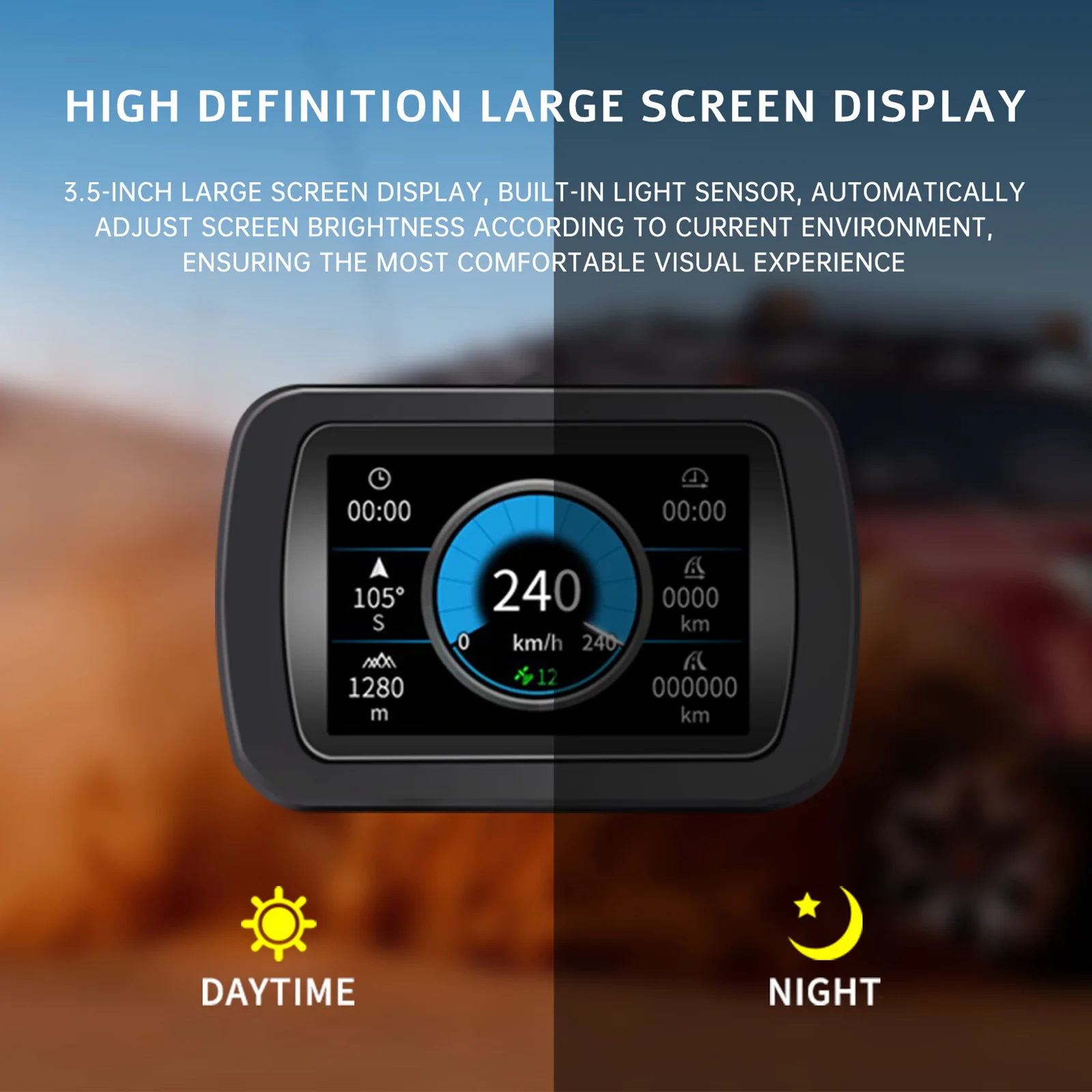 A65 Head Up Display GPS Off-road Multi-function OBD HUD Satellite Signal Digital Display Meter Compass Inclinometer Speedometer