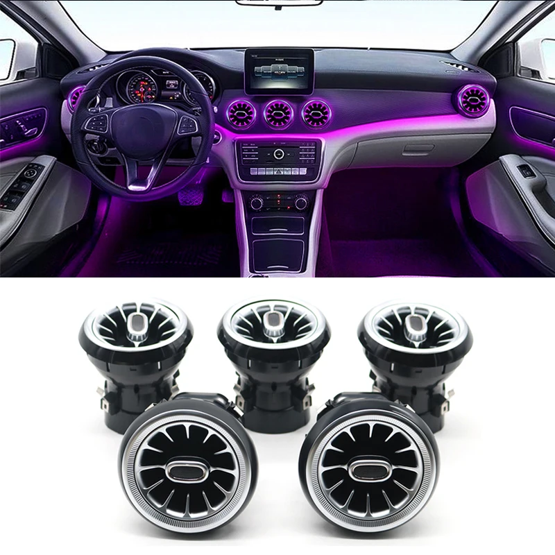 Car Accessories 12 Color LED Air Condition Vent Outlet Turbine Air Vent For Mercedes Benz A B CLA GLA Class W117 W156 W176 W246