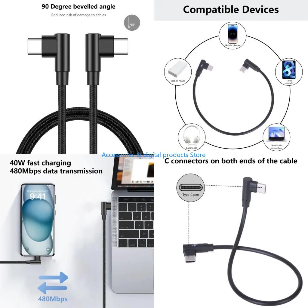 77JD USB C Cable 20cm 40W Fast Charging And Data Transfer For Electronics Portable