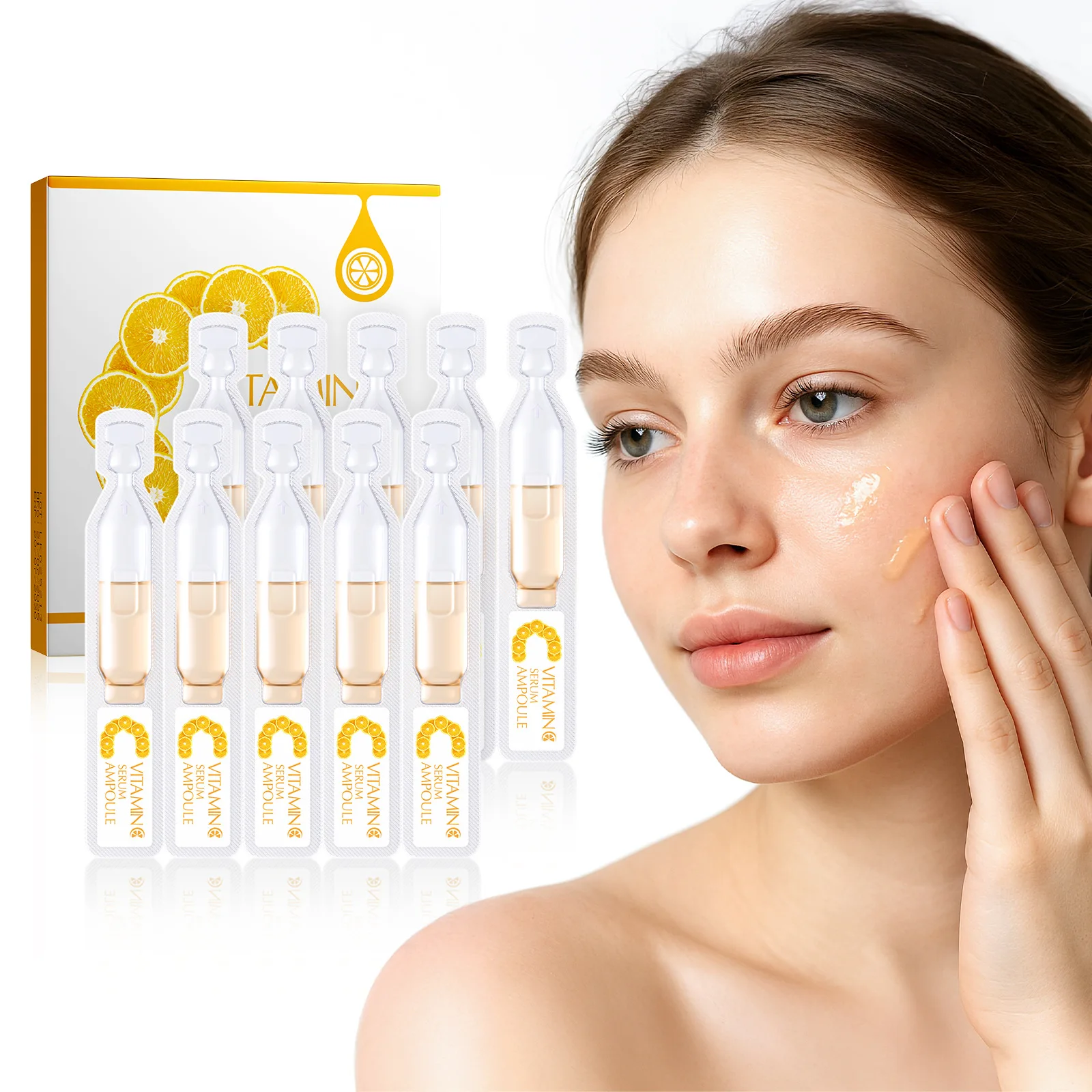 LAIKOU Vitamin C Ampoule 2ml x 10pcs, Hydrating Moisturizing Face Serum for Dry Skin, Brightening Anti Aging Skin Care