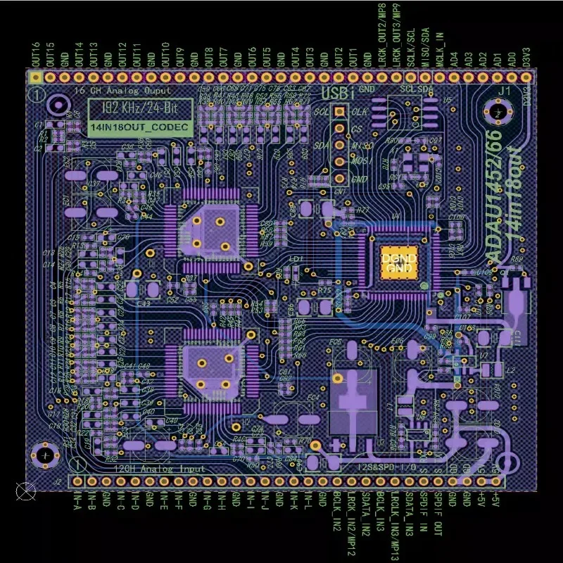 ADAU1466/ADAU1452+CS42448 Modulo di decodifica audio DSP 14 ingressi e 18 uscite