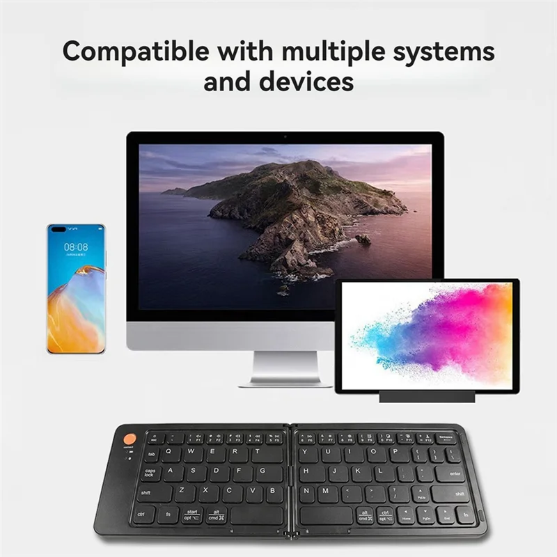 Teclado bluetooth dobrável sem fio mini teclado dobrável duplo portátil adequado para laptops e telefones celulares