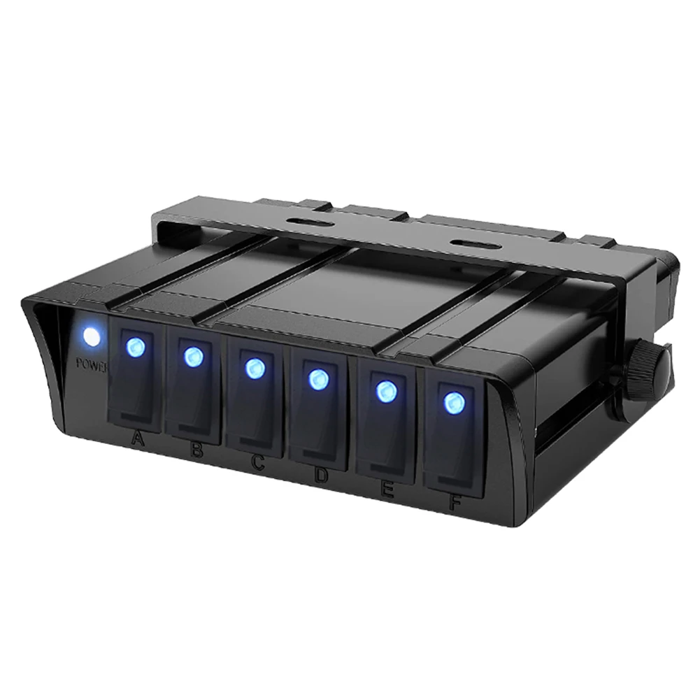 

Car Fuse Box Rocker with LED Light Indicator 40A 12V Rocker Switch Panel 6 Gang Buttons for Boat Truck Trailer Caravan Marine
