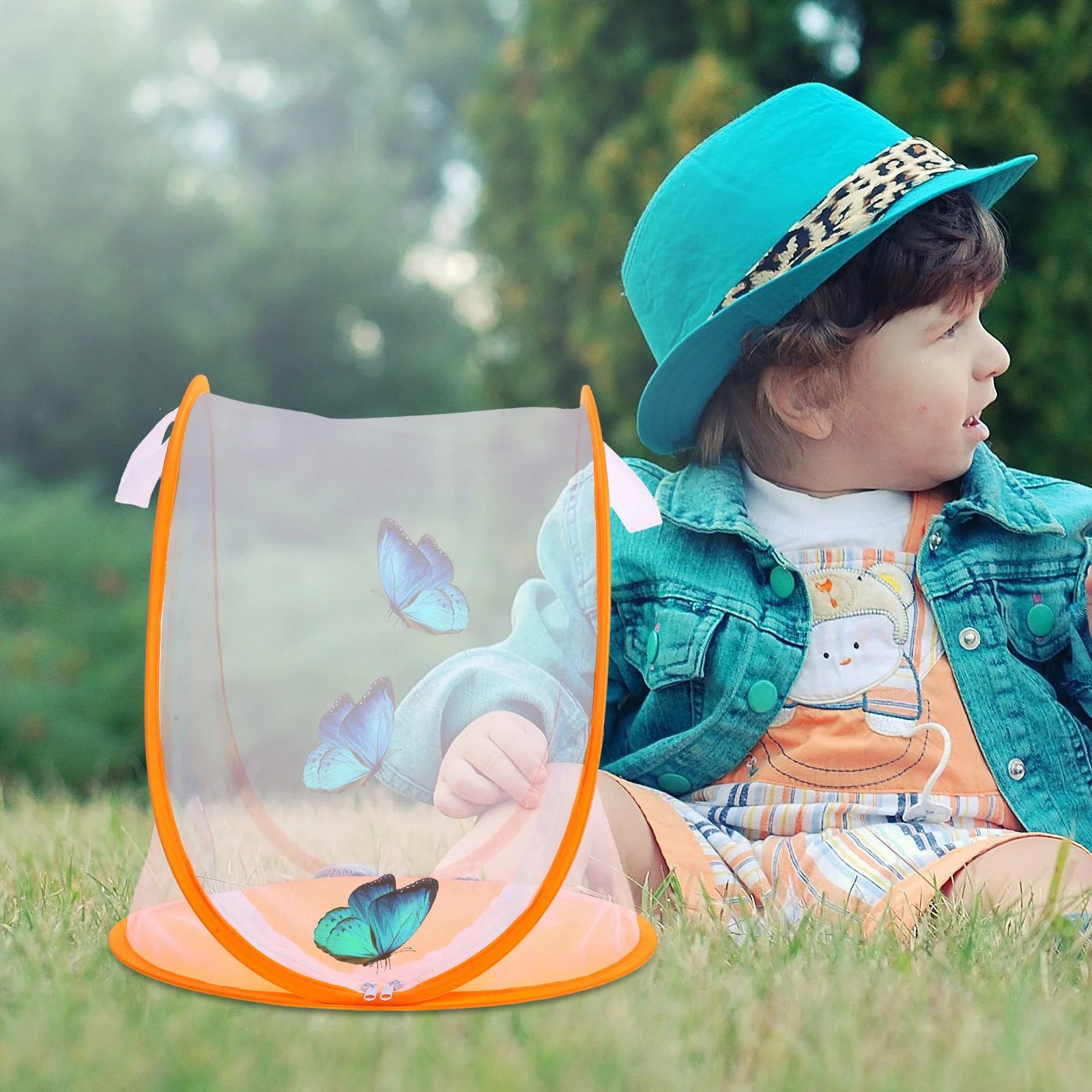 

Foldable Butterfly Cage Kit Collapsible Insect Habitat Portable Mesh Enclosure for Caterpillar Growth Butterfly Feeding Nature