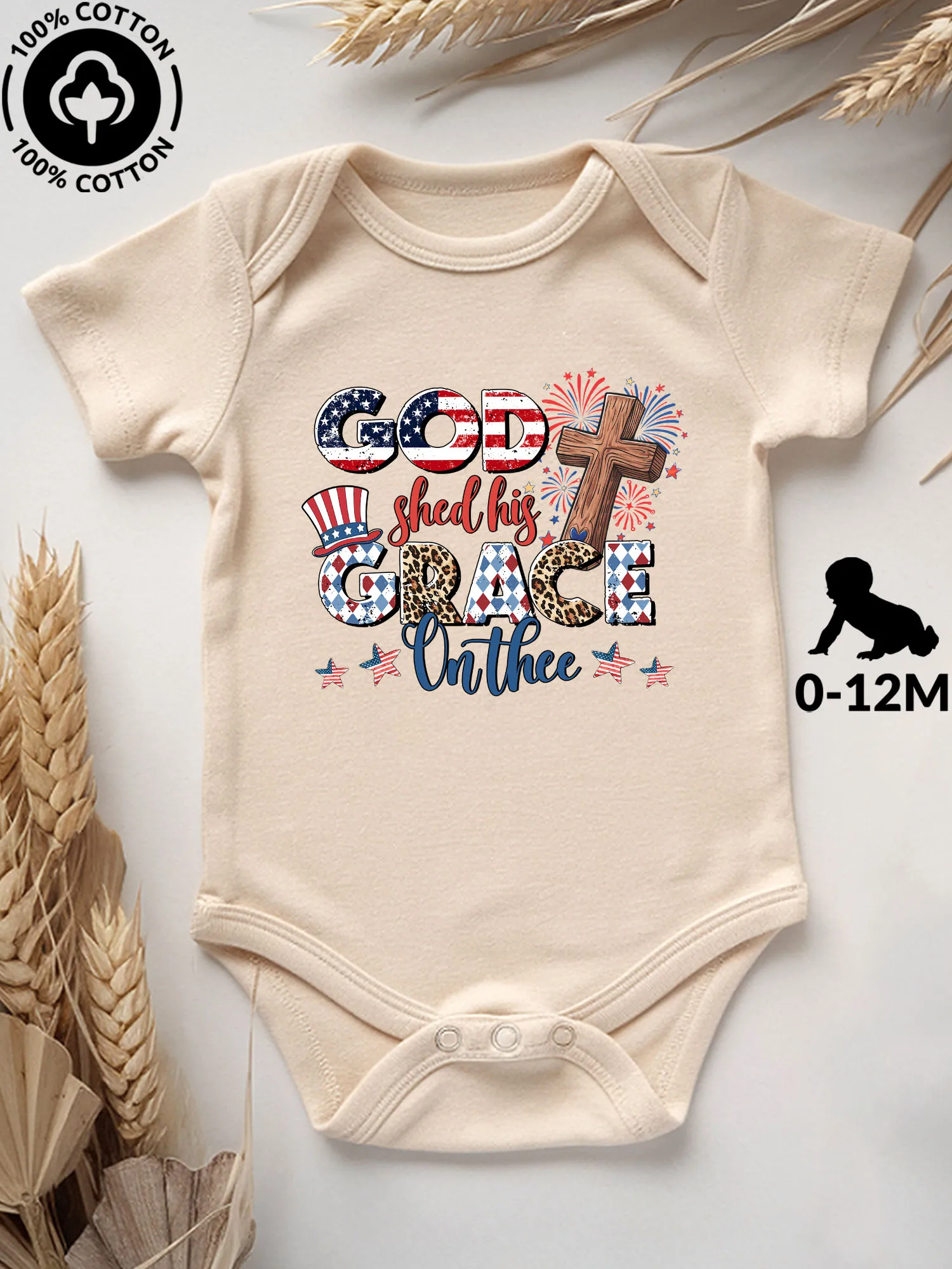 

Детский комбинезон унисекс God Shed His Grace, 100% хлопок, мягкий, всесезонный, бежевый, 190 г/м²