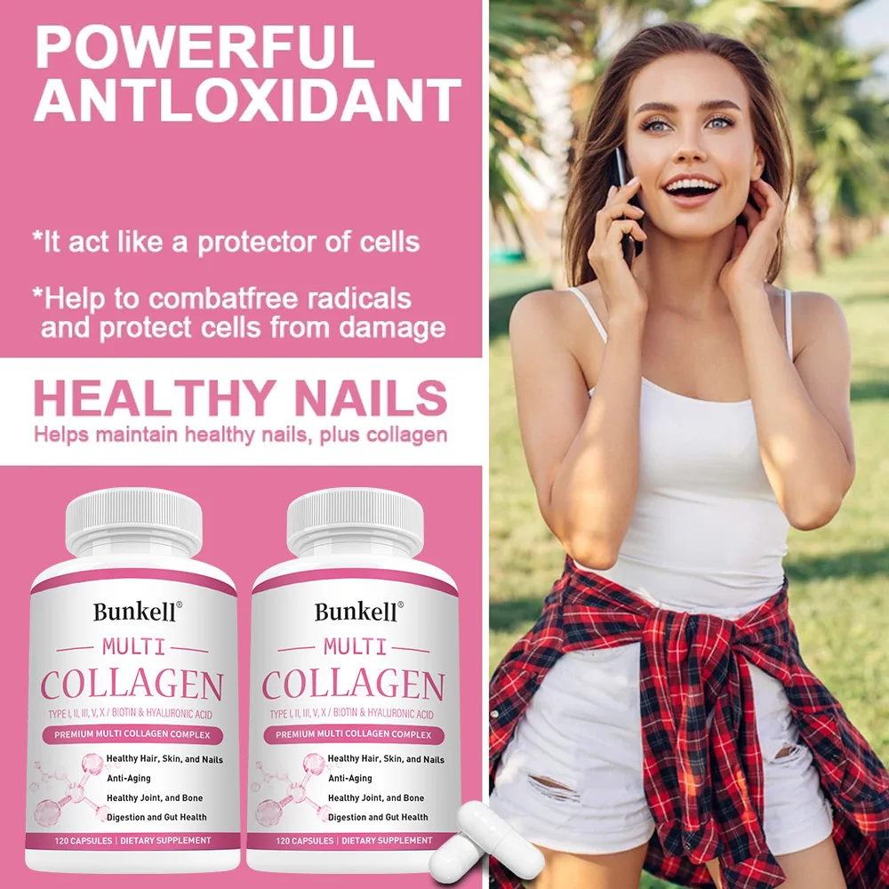 Multi Collagen Capsules 2000mg - Type I/II/III/V/X, Vitamin C & Biotin Support for Skin, Hair, Nail, Joint & Intestinal Wellness