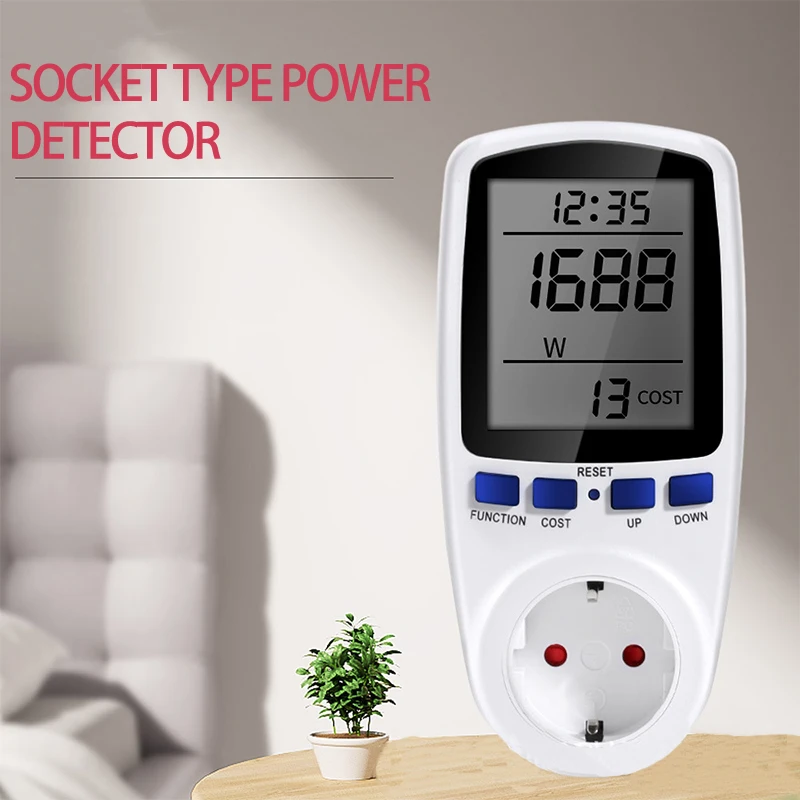 220V AC EU Digital LCD Power Meter Wattmeter Socket Wattage Kwh Energy Meter  Measuring Outlet Power Analyzer power measure