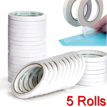 5ロール両面粘着テープ6mm8m強力な接着剤紙製テープジャーナルホームdiyアートクラフトステッカー事務用品